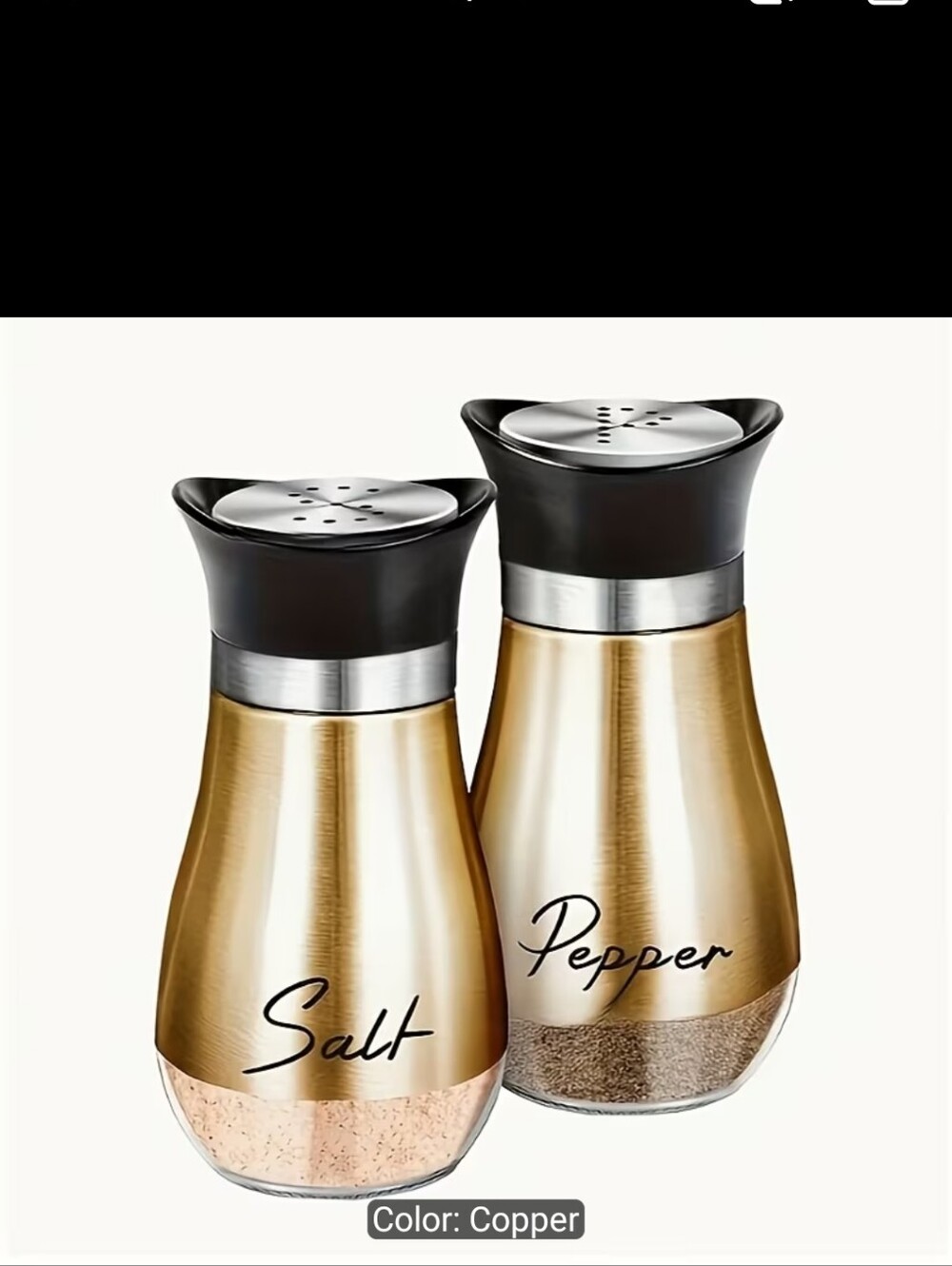 Salt and Pepper Shaker Set – Copper, Elegant Kitchen Seasoning Dispensers